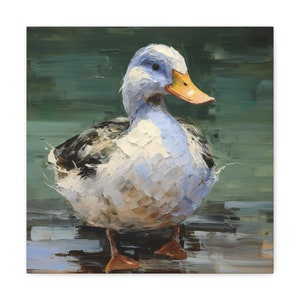 Duck Serenity - Vintage Abstract Canvas Print - Nostalgic Wall Decor - Retro Oil Painting - Bird Wall Art - Duck Canvas Print