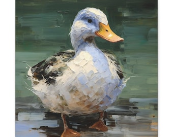 Duck Serenity - Vintage Abstract Canvas Print - Nostalgic Wall Decor - Retro Oil Painting - Bird Wall Art - Duck Canvas Print