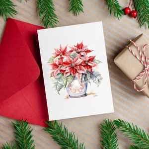 Watercolor Potted Poinsettias | Poinsettia PNG | Christmas Poinsettias Clipart | Christmas Clip Art PNG | Instant Download | jpg pdf svg png