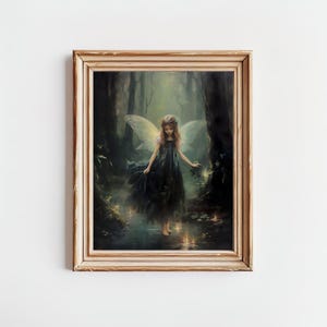 Dark Cottagecore Forest Fairy Oil Painting | Premium Matte Poster Print | Enchanting Art