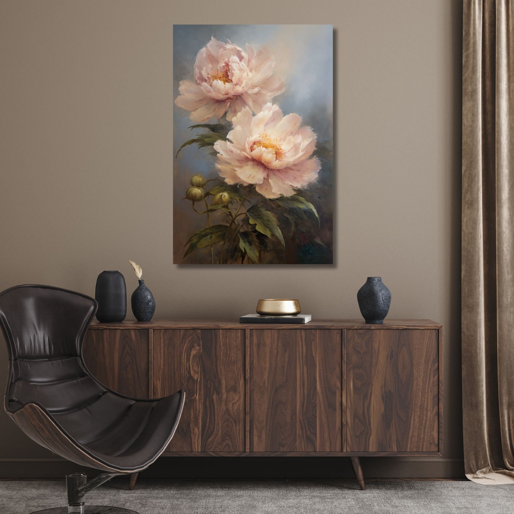 Vintage Pink Peonies Canvas Print Floral Still Life Art - Etsy