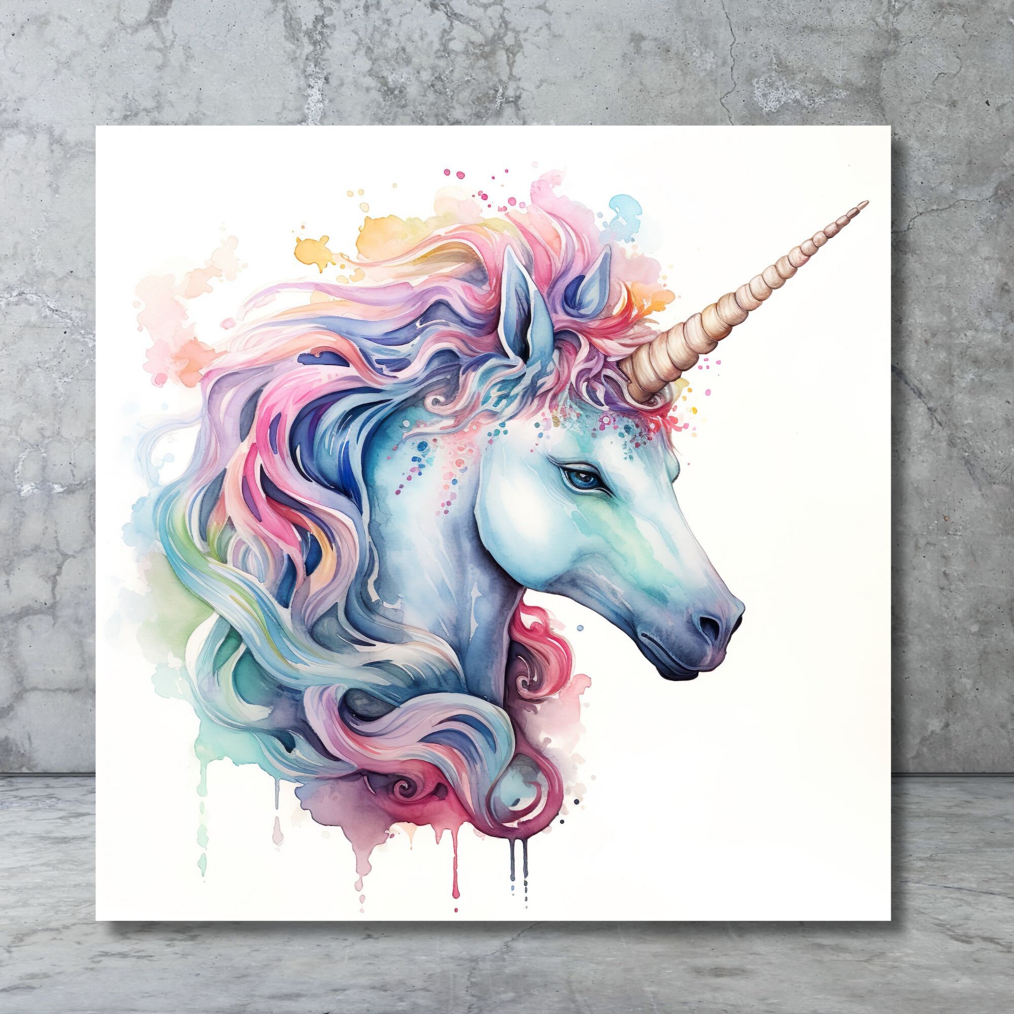 Unicorn Fantasy Whimsical Watercolor Unicorn Painting Kids Room Unicorn ...
