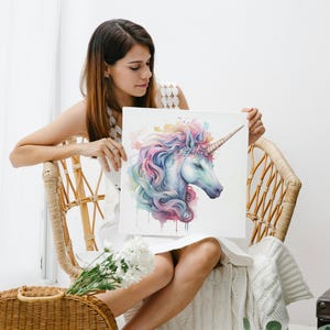 Magical Unicorn Fantasy Canvas Print for Children&#39;s Room