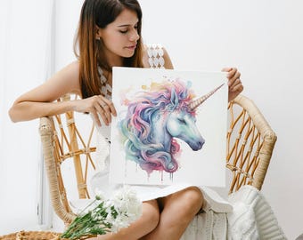 Magical Unicorn Fantasy Canvas Print for Children's Room