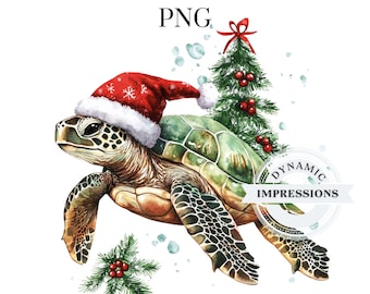 ウミガメのクリスマスツリー PNG - クリスマス ウミガメ - シャツ用ウミガメ PNG - 即時ダウンロード
