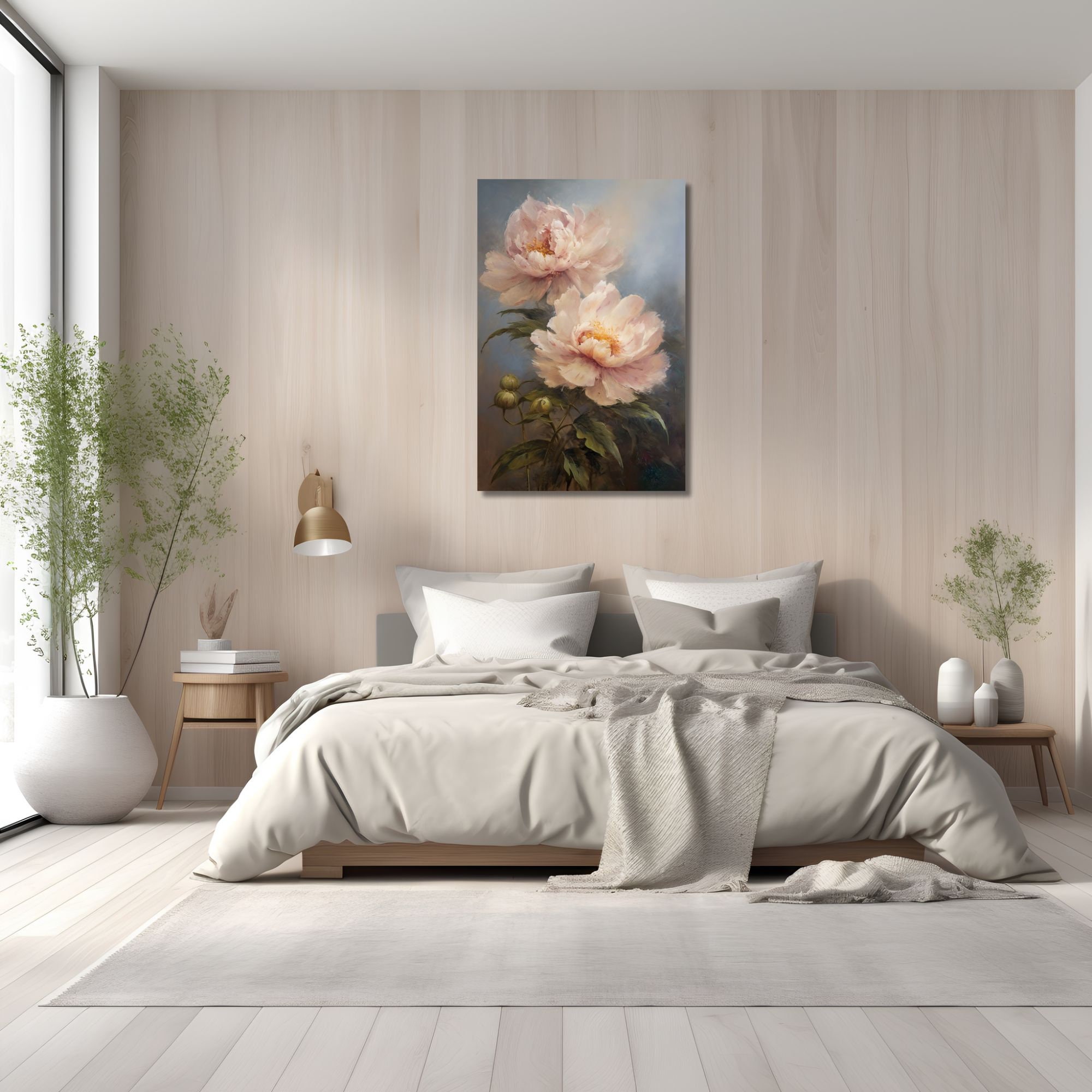 Vintage Pink Peonies Canvas Print Floral Still Life Art Pink Floral ...