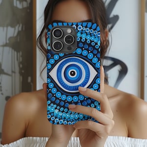 Evil Eye iPhone Case - Blue Evil Eye Phone Case - iPhone 16 15 14 13 12 11 Pro Max 8 Plus X XR XS - XS Max - Evil Eye Protection iPhone Case