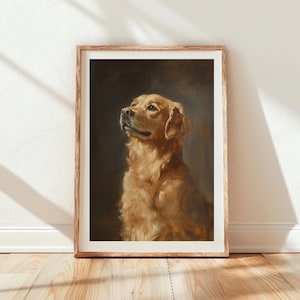 Golden Retriever Kunstdruck | Antike Hund Ölgemälde | Ungerahmt Premium Matt Druck