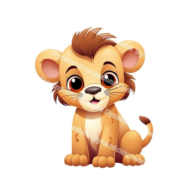 Baby Lion Cub Clip Art Nursery Decor Birthday Card Design Jungle Animal