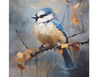 Enchanted Aviary - Tufted Titmouse Bird Painting - Oil Painting - Bird Art - Nature-Inspired Home Decor - Avian Art - Canvas Wrap Print