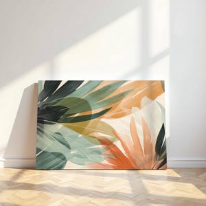 Vibrant Palm Leaf Canvas Print - Tropical Minimalist Wall Art
