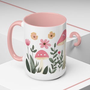 Enchanting Mushroom Forest Mug - 15 oz Ceramic Mug with Whimsical Mushroom Motif - Unique Gift for Nature Lovers
