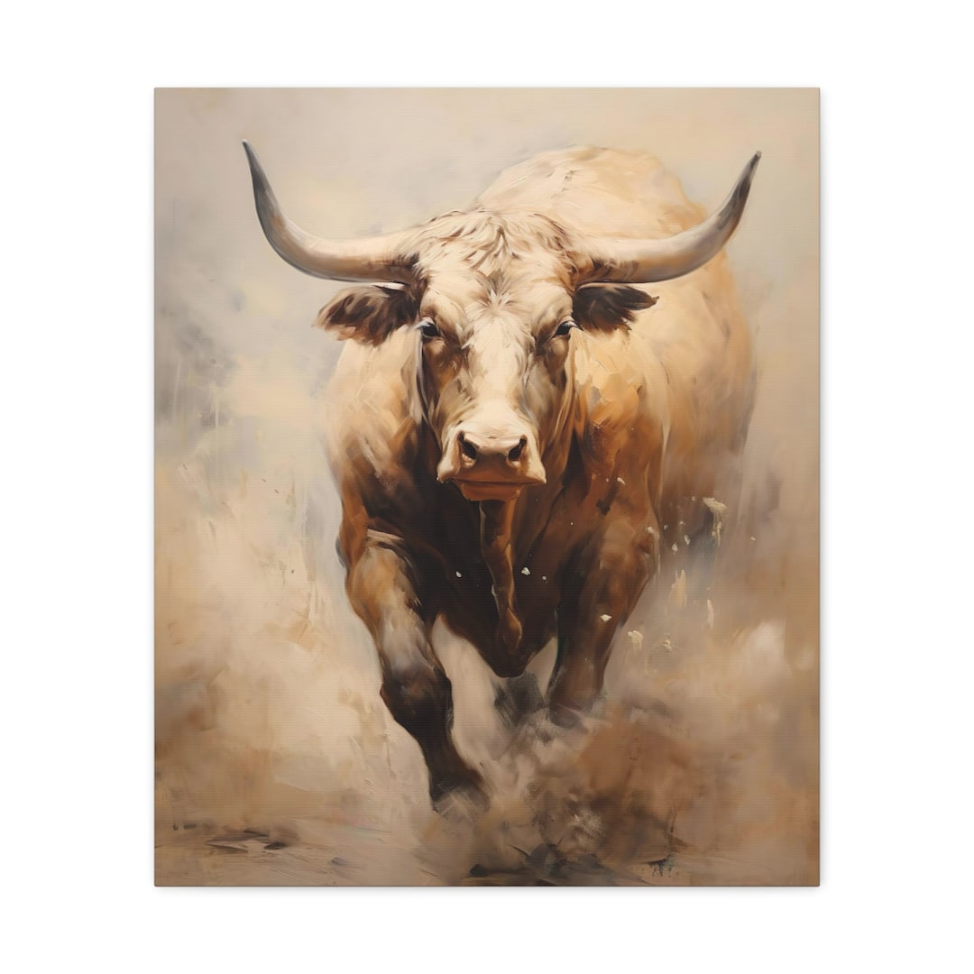 Majestic Bull Charging Abstract Bull Painting Bull Painting on Canvas