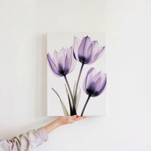 Purple Tulips X-Ray Art Print on Canvas - Floral Wall Decor