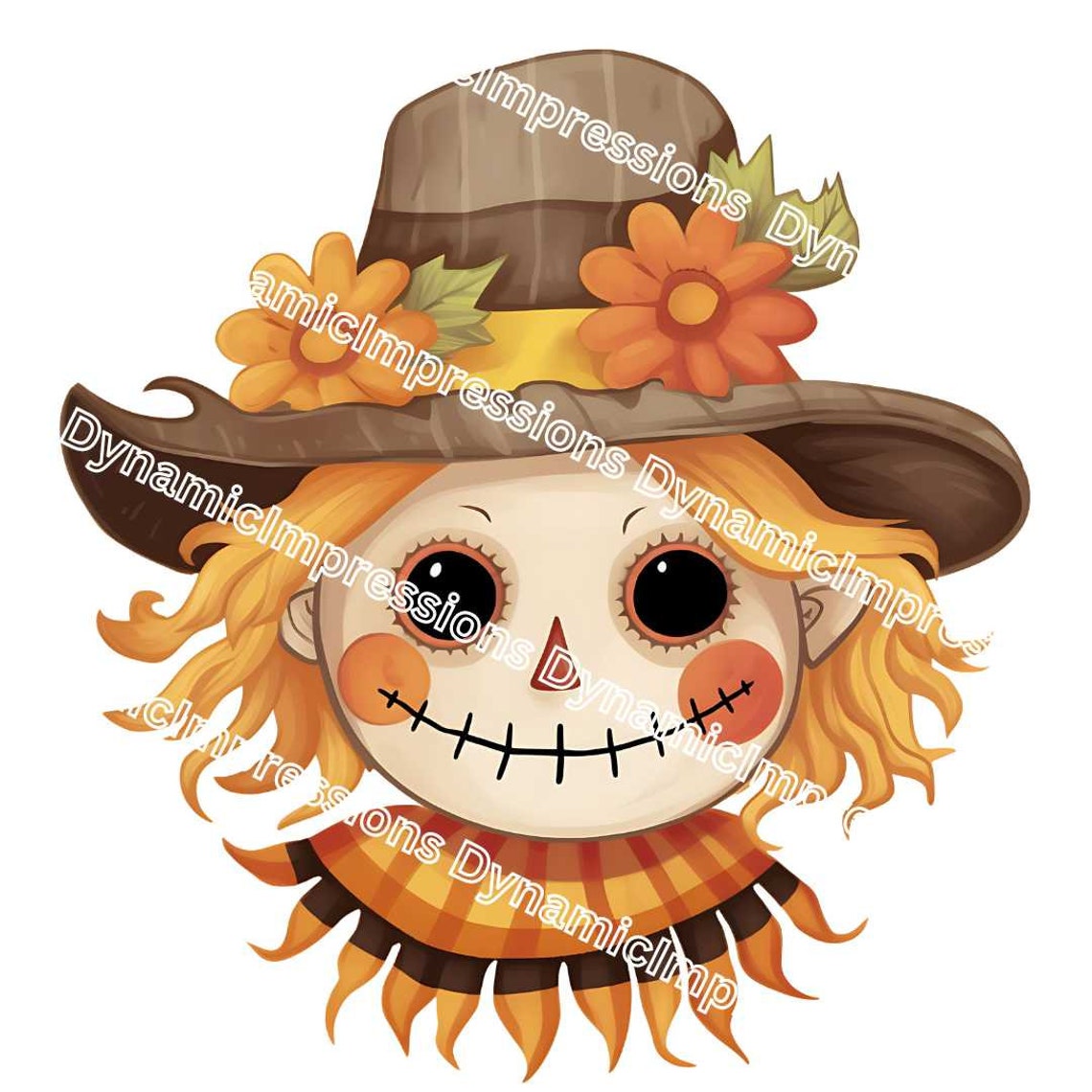 Whimsical Fall Halloween Scarecrow Clip Art - Instant Download ...