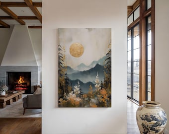 Contemporary Abstract Mountain Landscape Print - Nordic Nature Decor - Wall Art Canvas Print