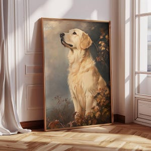 Golden Retriever Art - Matter Premium Druck, Ungerahmt - Antik inspiriertes Hund Ölgemälde