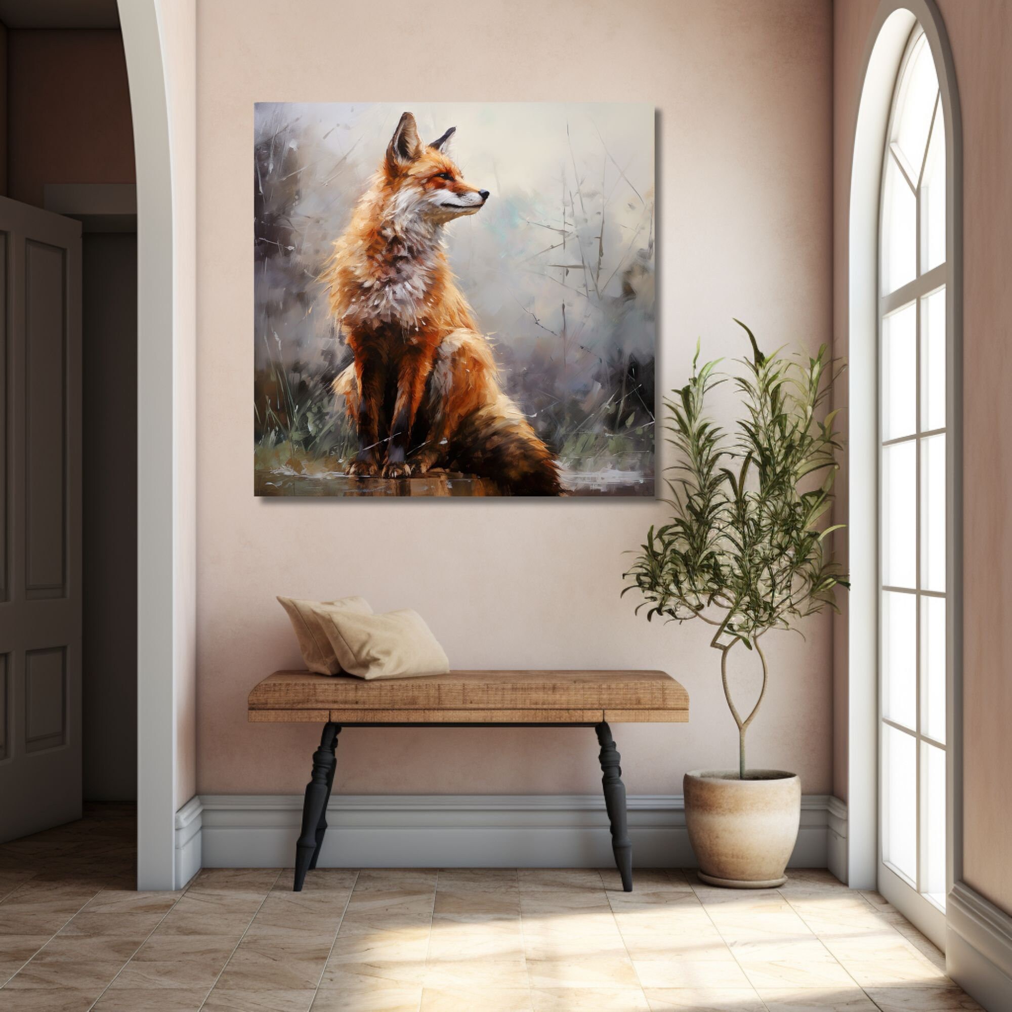 Red Fox in Nature Nature-inspired Art Wildlife Oil Painting Wall Art ...