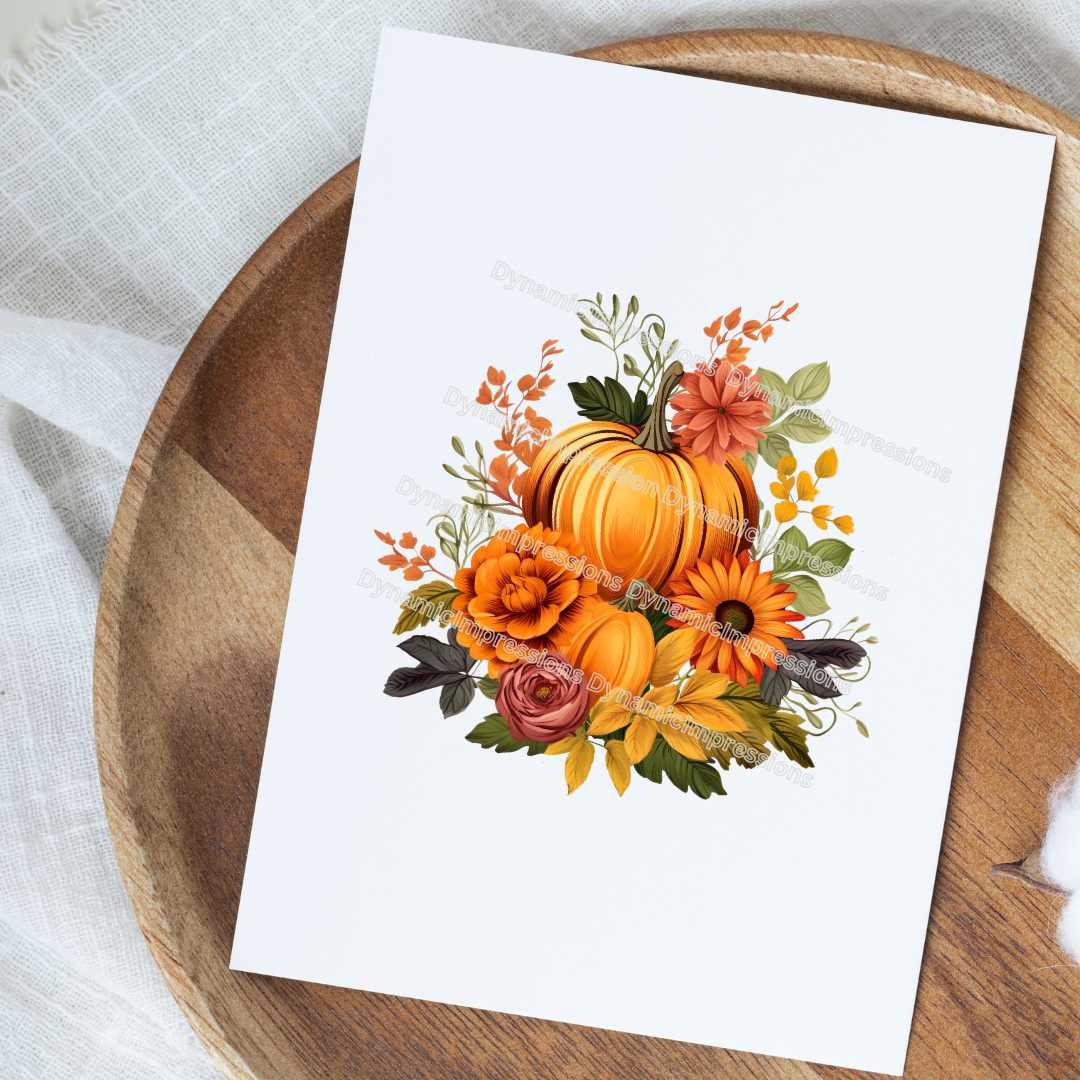 Vibrant Fall Harvest Floral Pumpkin SVG Clip Art | Instant Download Svg ...