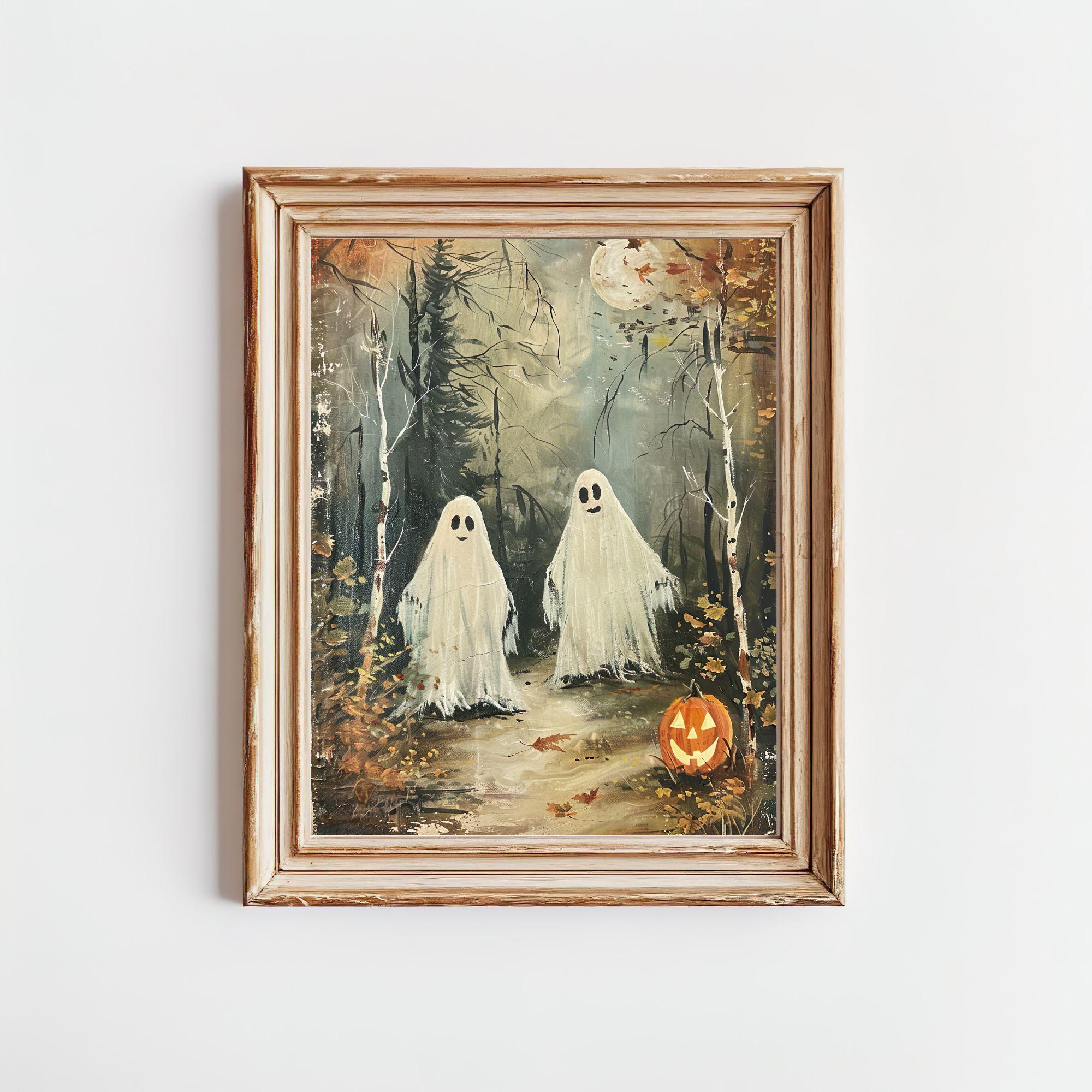 絵画 GHOST 60 - 2 Vintage Ghost Print | Victorian Gothic Art | Cute Horror Bats Goth