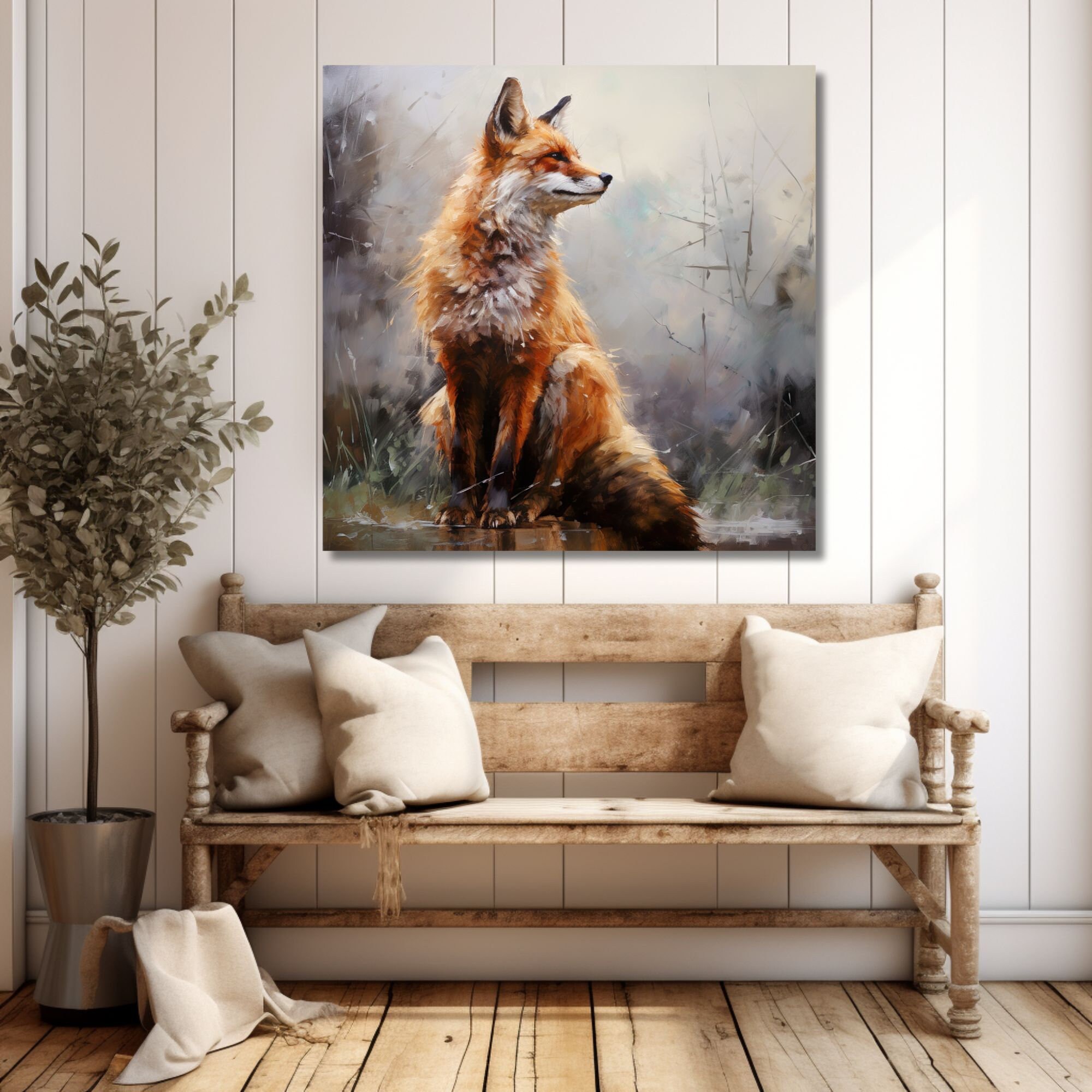 Red Fox in Nature Nature-inspired Art Wildlife Oil Painting Wall Art ...
