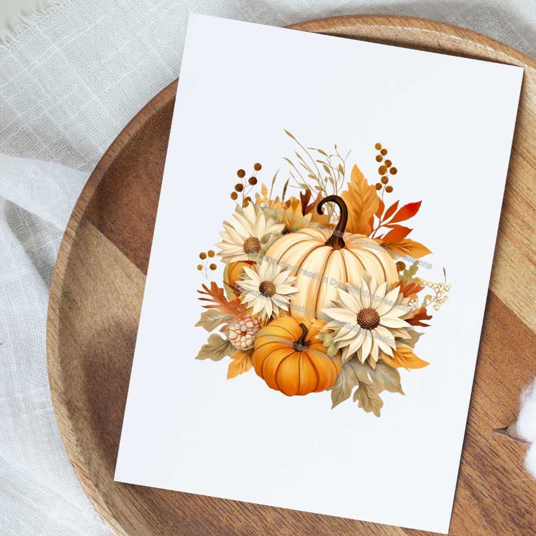 Boho Fall Harvest Floral Pumpkin SVG Clip Art | Instant Download Svg ...