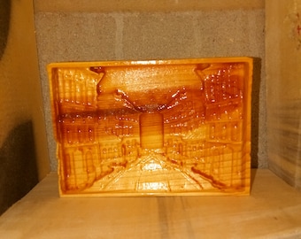 tiny 3D relief, wood