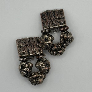 Vintage Chunky Mayan Style Clip Earrings