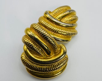 Vintage Faux Gold Large Knocker Earrings, clip-ons