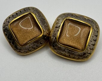 Vintage Vaubel Gold, Silver, and Gemstone Earrings