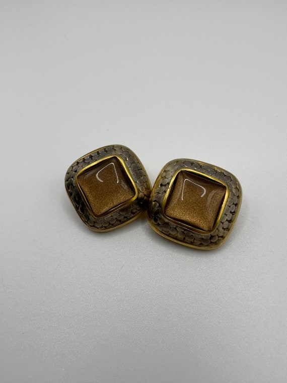 Vintage Vaubel Gold, Silver, and Gemstone Earrings - image 3