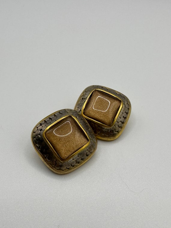 Vintage Vaubel Gold, Silver, and Gemstone Earrings - image 2