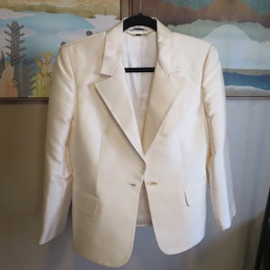 1980&#39;s Gianni Versace Couture Cream Shimmer Silk Blazer