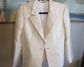 1980's Gianni Versace Couture Cream Shimmer Silk Blazer
