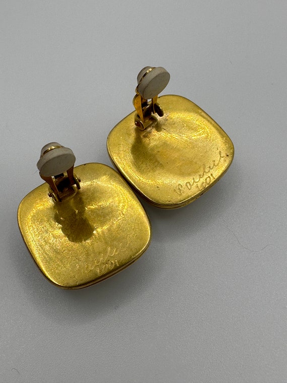 Vintage Vaubel Gold, Silver, and Gemstone Earrings - image 4