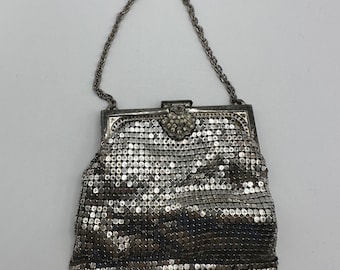 Antieke Whiting en Davis zilveren mesh portemonnee, jaren 30