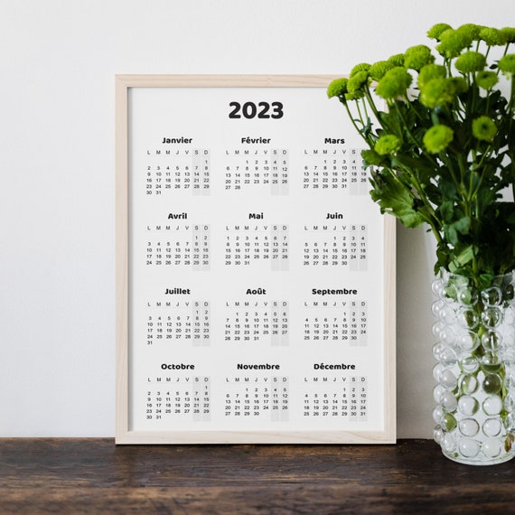Calendrier Annuel 2023 Imprimable Calendrier Imprimable à - Etsy