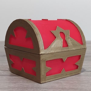 Baú do Tesouro Vermelho KH | (Inspirado em Kingdom Hearts) | Articulado com Armazenamento | Semi Pintado | Impresso em 3D |