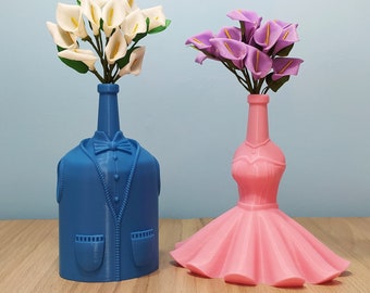 Mr. And Ms. Bottle (Indoors and Outdoors Flower Pot Decoration and Wedding gifts) Multiple Colors 3D Printed