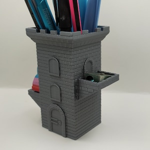Stone Brick Tower Pencil Holder Desk Organizer 3D Printed