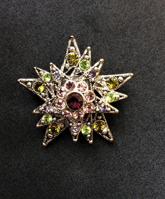 Vintage Multi-Layer Dimensional Star Brooch Spark… - image 1