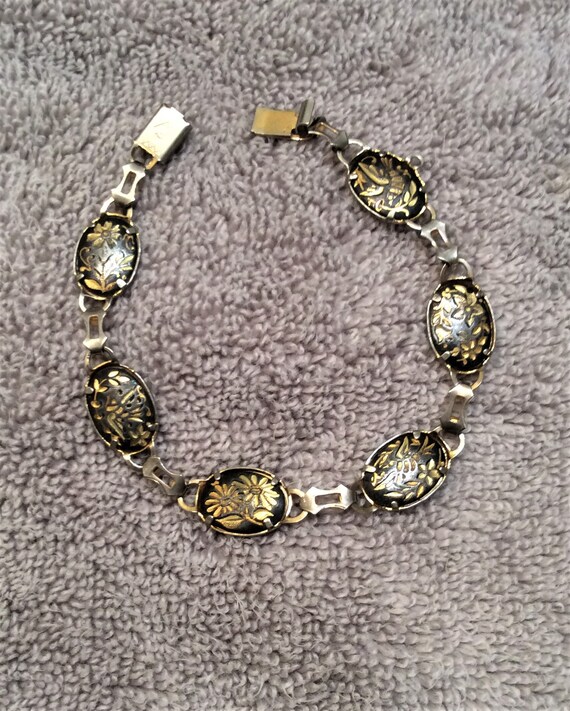 Vintage Damascene Link Bracelet Authentic Damascen