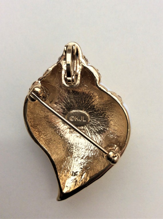 Vintage KJL Kenneth J Lane Shell Brooch Pendant: … - image 2