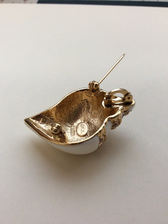 Vintage KJL Kenneth J Lane Shell Brooch Pendant: … - image 6