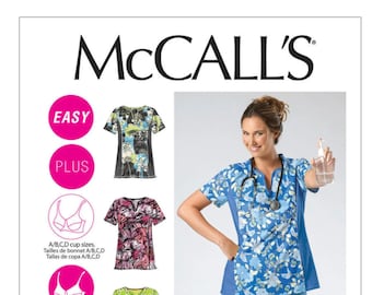 Womens Scrubs Sewing Pattern McCalls 6473 Size 8-16 Digital Print Misses'/Women's  Tops and Pants
