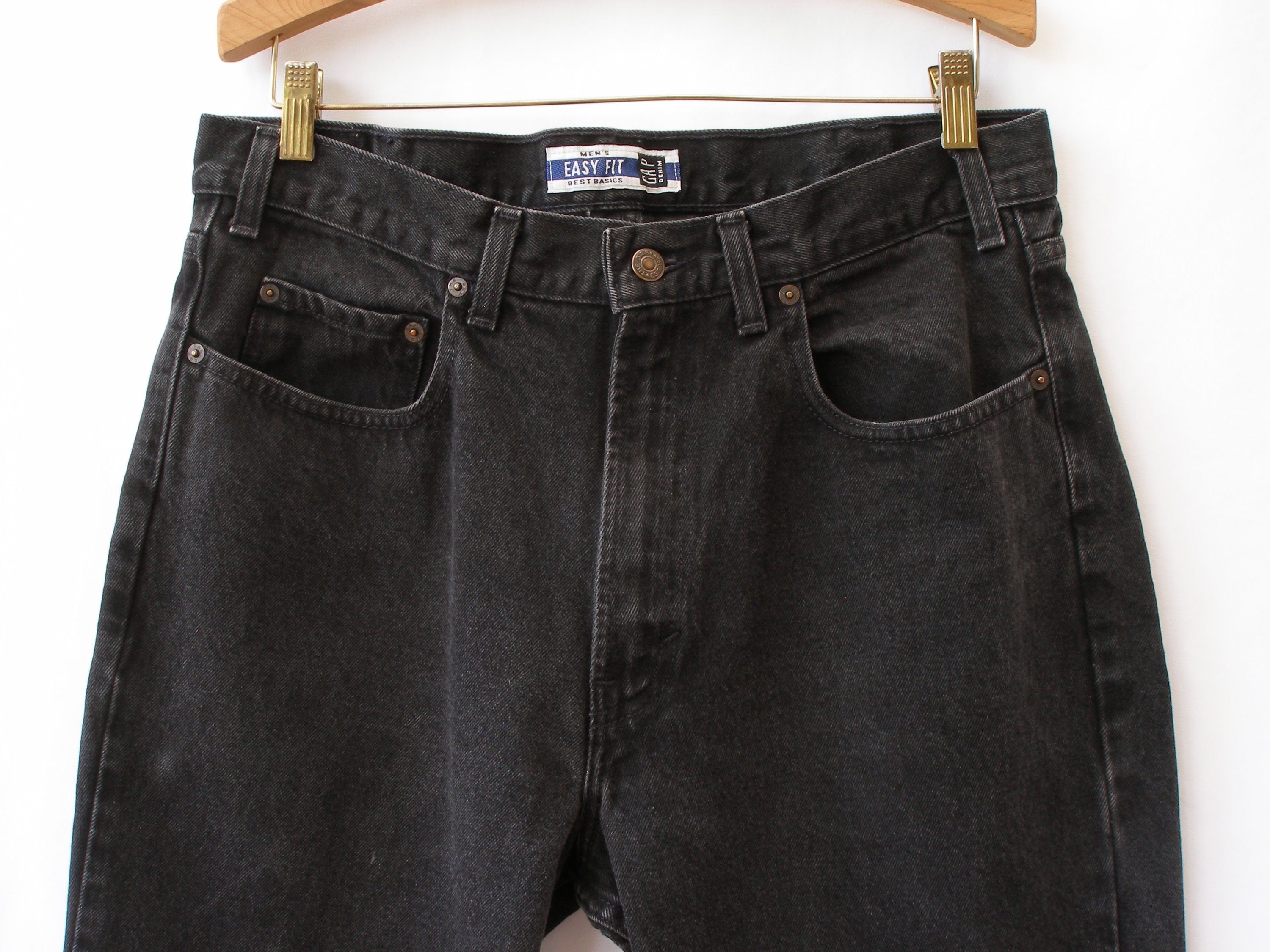 Vintage 90s GAP Black Jeans | Men's Easy Fit Black Denim