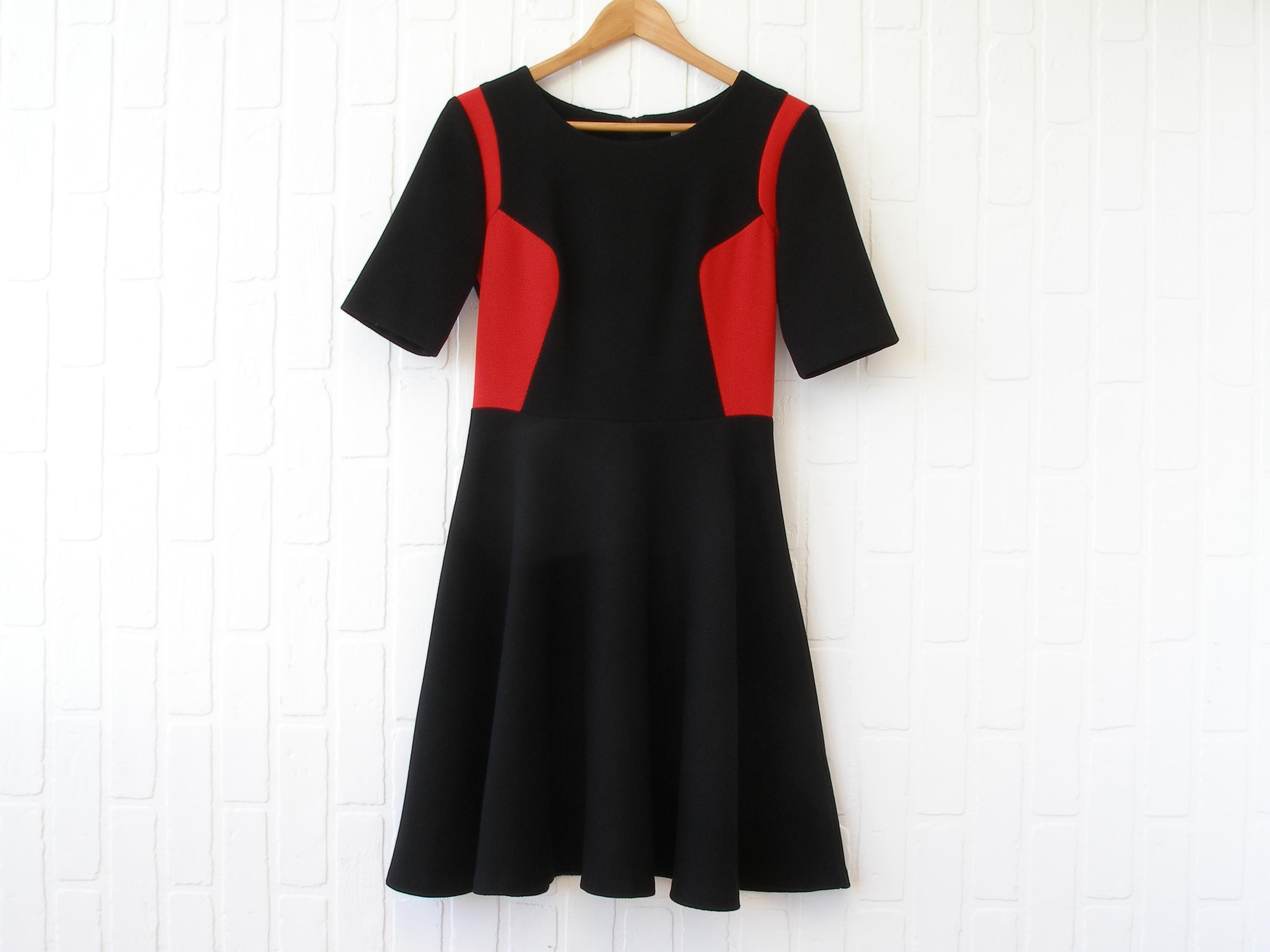 black and red colorblock dress Colorblock Bow Detail Midi Dress