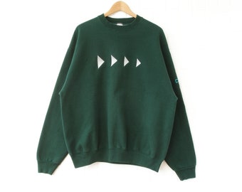 Vintage 1980s forest green embroidered sweatshirt | Impact cotton blend sweater | Size XL