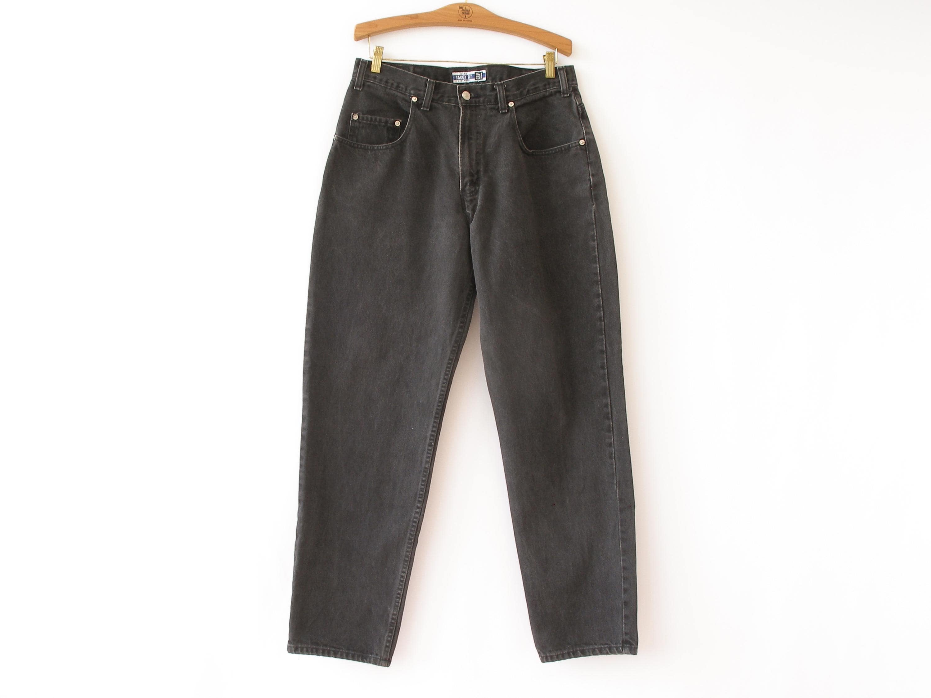 Vintage 90s GAP Black Jeans | Men's Baggy Fit Black Denim Pants