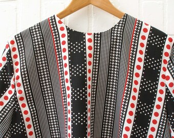 Vintage 80s Braemar Skirt Set: Houndstooth & Polka Dot, Size M/L